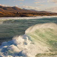 Buy canvas prints of Wind blowing the surf at El Cotillo Fuerteventura  by Chris Warren