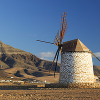 Buy canvas prints of Windmill Tefia Fuerteventura evening light by Chris Warren