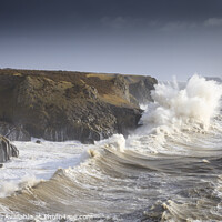 Buy canvas prints of Waves crashing on the coastline in Pembrokeshire by Chris Warren