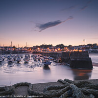 Buy canvas prints of Saundersfoot Harbour at twilight by Chris Warren