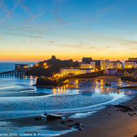 Buy canvas prints of Tenby Harbour at dawn reflection by Chris Warren