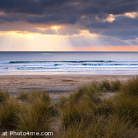 Buy canvas prints of Sun rays at Freshwater West by Chris Warren