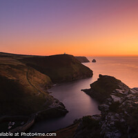 Buy canvas prints of A sunset over the sea with Cornish Coastline by Chris Warren