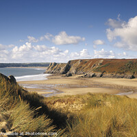 Buy canvas prints of Three Cliffs Bay Swansea by Chris Warren