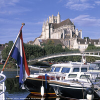 Buy canvas prints of  Cathedral and River Yonne Auxerre  by Chris Warren
