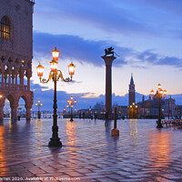 Buy canvas prints of St Marks Square Venice Italy at twilight by Chris Warren