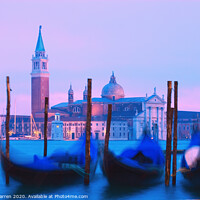 Buy canvas prints of Gondolas with San Giorgio Maggiore St Marks Square by Chris Warren