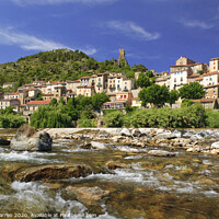 Buy canvas prints of Roquebrun River Orb Herault France by Chris Warren