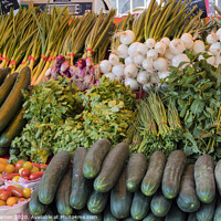 Buy canvas prints of Vegetables Market Stalls L'isle sur la Sorgue Avig by Chris Warren