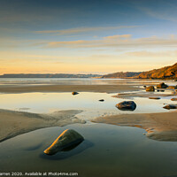 Buy canvas prints of Amroth beach looking towards Saundersfoot Pembroke by Chris Warren