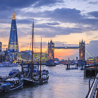 Buy canvas prints of Tower Bridge and The Shard River at twilight by Chris Warren