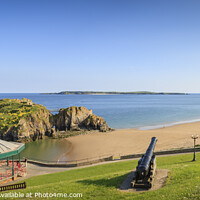 Buy canvas prints of Bandstand St Catherine's Island Castle Beach Tenby by Chris Warren
