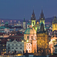 Buy canvas prints of Overview of Prague Czech Republic at twilight by Chris Warren