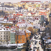 Buy canvas prints of Charles Bridge Prague Czech Republic in the snow by Chris Warren