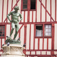 Buy canvas prints of Statue of Bareuzai in Place Francois Rude Dijon Fr by Chris Warren