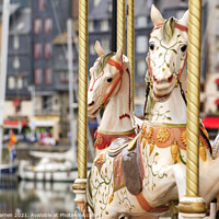 Buy canvas prints of Carousel at Honfleur  Calvados  Normandy France by Chris Warren