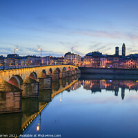 Buy canvas prints of Saone River Pont St Laurent at Macon Burgundy by Chris Warren