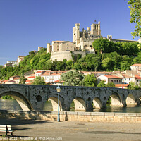 Buy canvas prints of Pont Vieux and River Orb Beziers France by Chris Warren