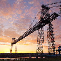 Buy canvas prints of Transporter Bridge Newport Gwent Wales at sunset by Chris Warren