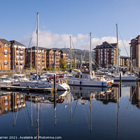 Buy canvas prints of Reflection at Swansea Maritime Quarter Swansea Mar by Chris Warren