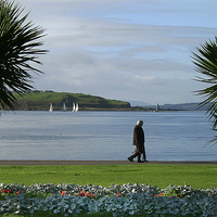 Buy canvas prints of A gentle stroll along largs prom by Peter Mclardy
