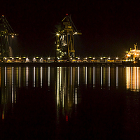 Buy canvas prints of  Clydeport reflection  by Peter Mclardy