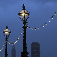 Buy canvas prints of London Thames Embankment Lights by Elaine Davis