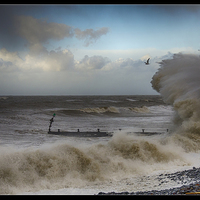 Buy canvas prints of storm at sea aberaeron by Andrew chittock