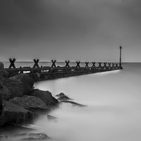 Buy canvas prints of long exposure Aberaeron north beach black and whit by Andrew chittock