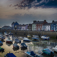 Buy canvas prints of Aberaern harbor at sunset by Andrew chittock