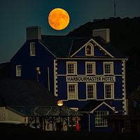 Buy canvas prints of full moon over the harbor Aberaeron by Andrew chittock