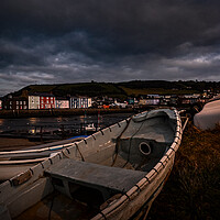Buy canvas prints of Aberaeron harbour blue hour by Andrew chittock