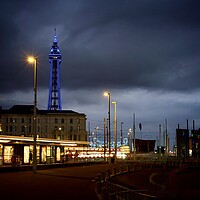 Buy canvas prints of Evening Tram.Blackpool. by Victor Burnside
