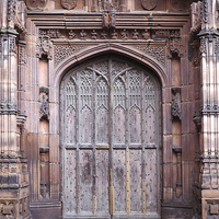 Buy canvas prints of Chester Cathedral Door by Victor Burnside