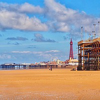 Buy canvas prints of Blackpool Piers  by Victor Burnside