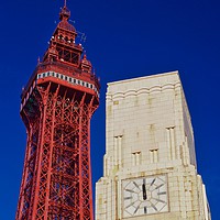 Buy canvas prints of Blackpool Tower And Art Deco Building  by Victor Burnside