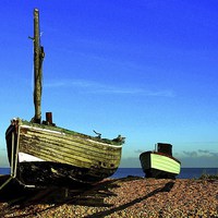 Buy canvas prints of Greatstone Beach, Old Boats by Robert Cane