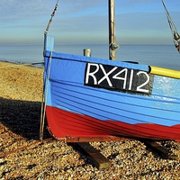 Buy canvas prints of Greatstone beach, Fishing Boat by Robert Cane