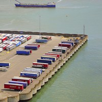 Buy canvas prints of Dover harbour container parking. by Robert Cane