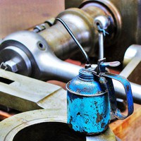 Buy canvas prints of Oil can in the tool room. by Robert Cane