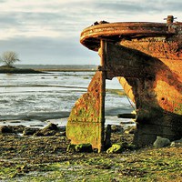 Buy canvas prints of Riverside Country Park, Rusty Boat by Robert Cane