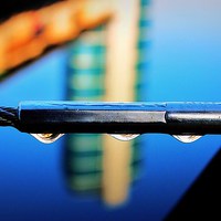 Buy canvas prints of Water Droplets, Metal Rail by Robert Cane