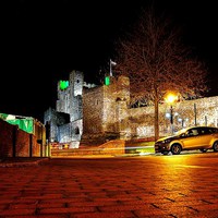 Buy canvas prints of Rochester Castle at night by Robert Cane