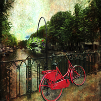 Buy canvas prints of The Red Bicycle by Randi Grace Nilsberg