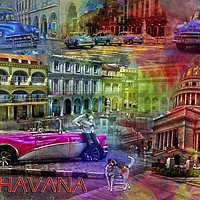 Buy canvas prints of Havana Collage by Randi Grace Nilsberg