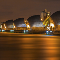 Buy canvas prints of Thames Barrier At Night by Anthony Rigg