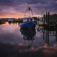 Buy canvas prints of Thornham boats at dawn by Tristan Morphew
