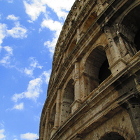 Buy canvas prints of  The side of the Roman Colosseum 2 by Michael Wood