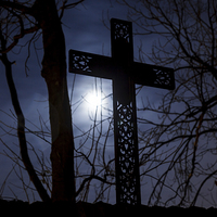 Buy canvas prints of Cross on cemetery fence by Robert Parma
