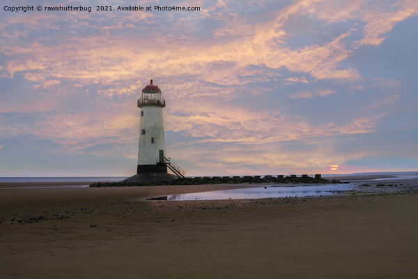 Sunrise at the Point of Ayr Lighthouse Picture Board by rawshutterbug 